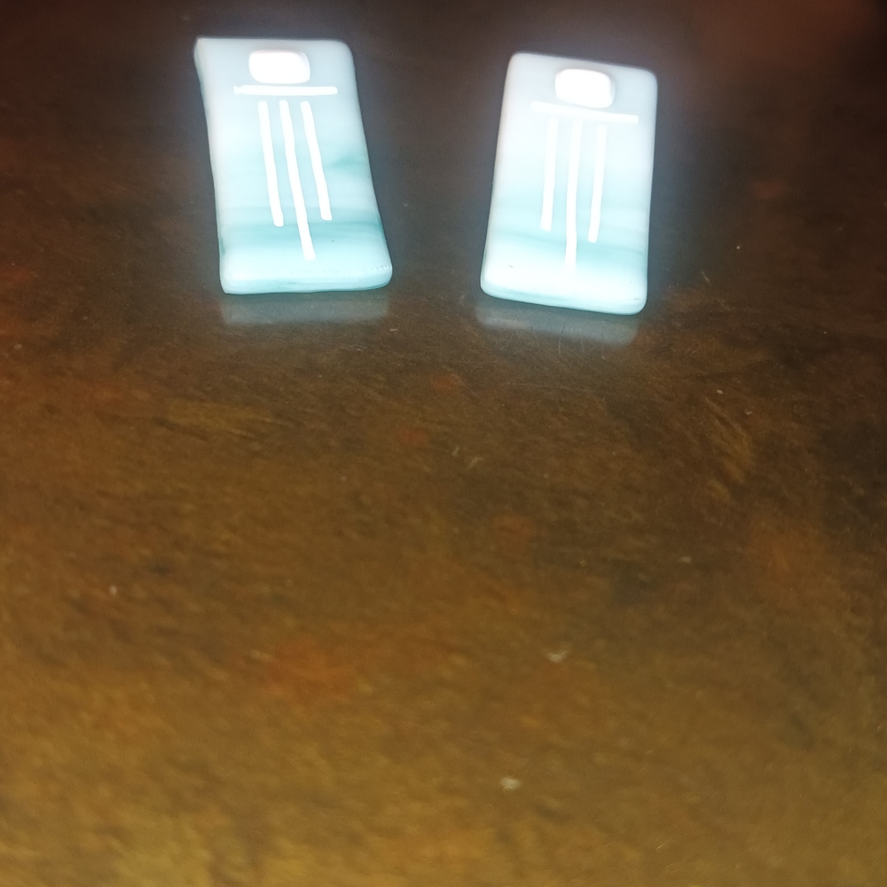 Blue Rectangular Earrings - image 2